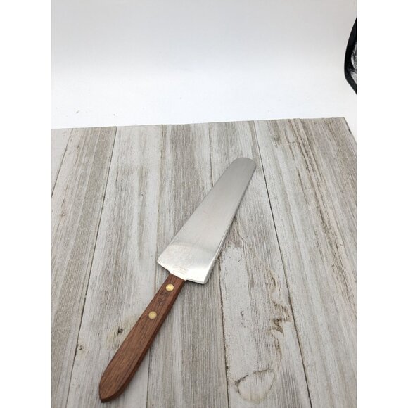 Vintage Burnco Stainless Cake Pie Serrated Spatula Server 9 1/2" Wood Handle - Picture 4 of 8